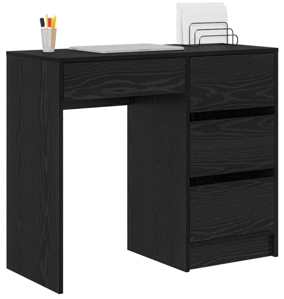 Asztal fiókkal polcokkal Musta tammi 90 x 37,5 x 75 cm Faanyag