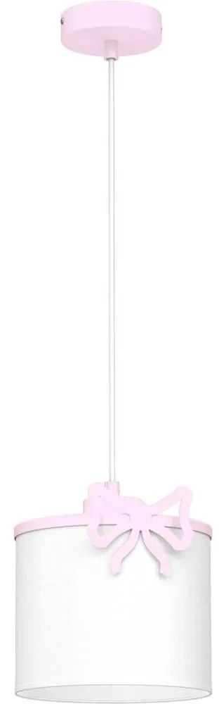Gyerek csillár zsinóron SWEET 1xE27/15W/230V fehér/rózsaszín/íj