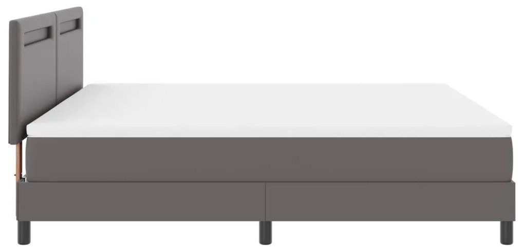 Boxspring ágy szürke színben, szuper king méret, műbőr