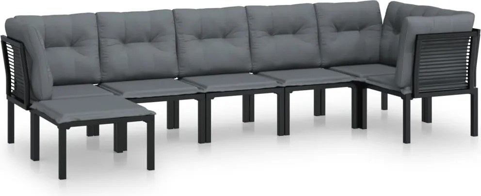 vidaXL 7 részes fekete-szürke polyrattan kerti ülőgarnitúra
