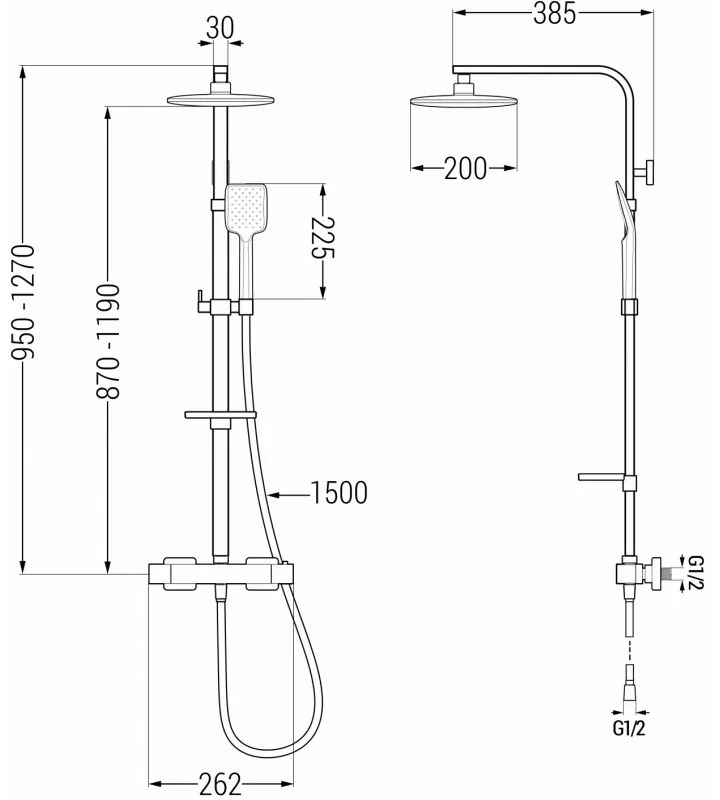 Mexen - CQ62 zuhanygarnitúra termosztatikus csapteleppel Cube, fekete, 772506295-70