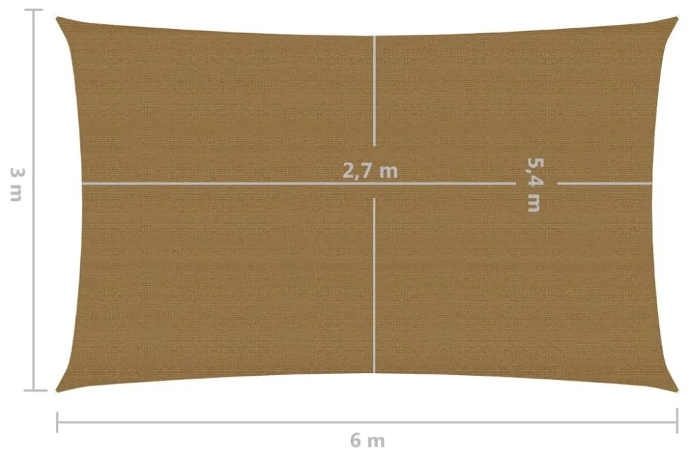 tópszínű HDPE napvitorla 160 g/m² 3 x 6 m