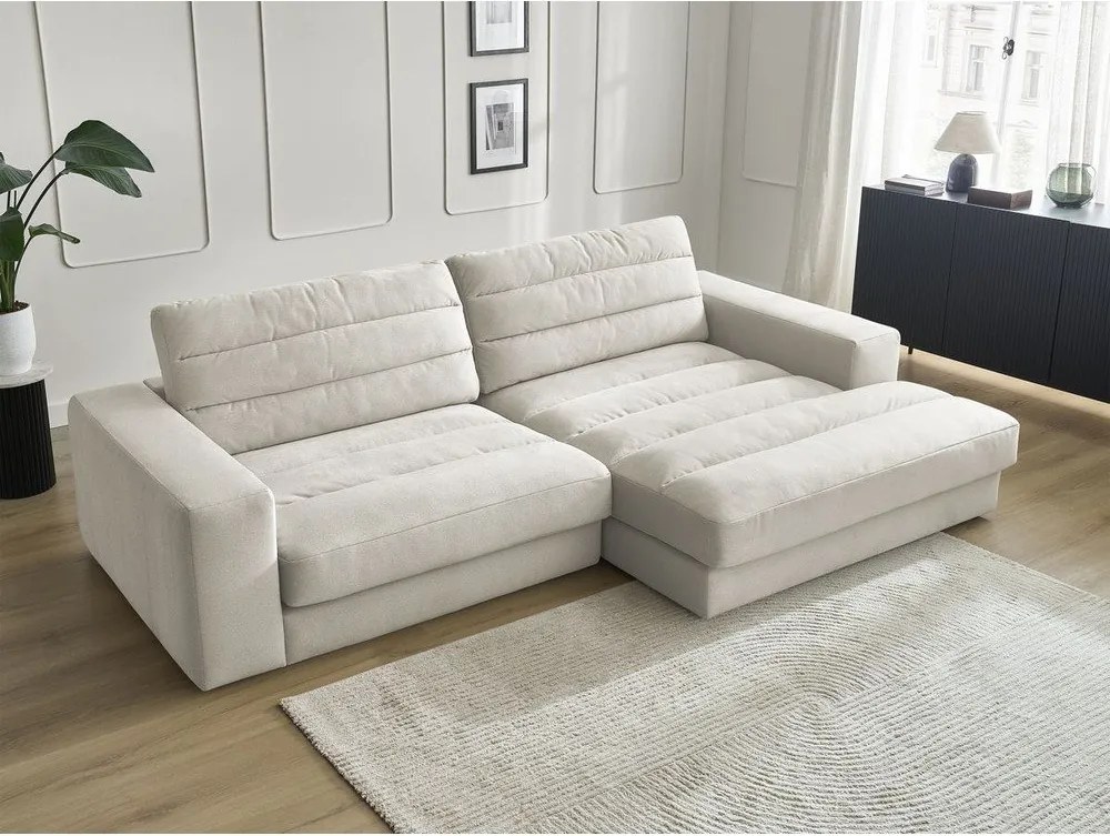 Bézs bársony sarokkanapé (jobb oldali-heverő résszel) Sierra – Bobochic Paris