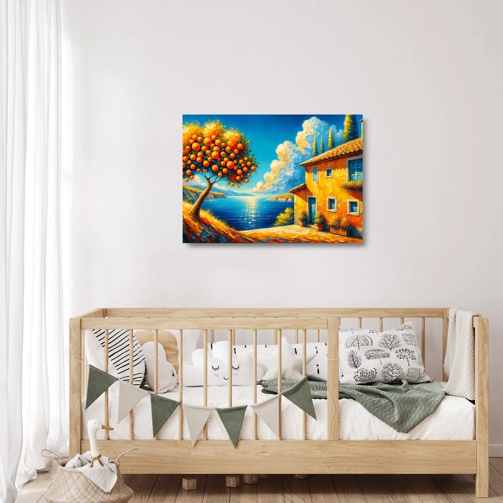 Üveg kép - Ház narancsokkal II. (70x50 cm)