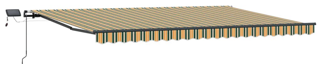 Kézi Behúzható Napellenző LED Zöld és Sárga 500x300 cm