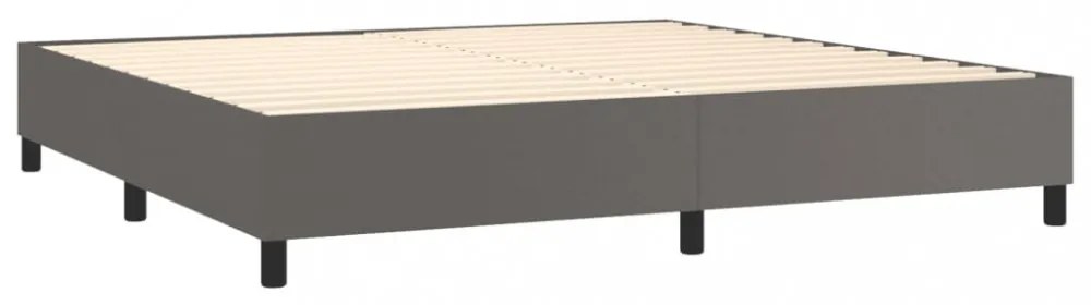 szürke műbőr rugós ágy matraccal és LED-del 200x200 cm