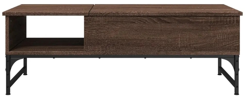 Barna tölgy színű szerelt fa és fém dohányzóasztal 100x50x35 cm
