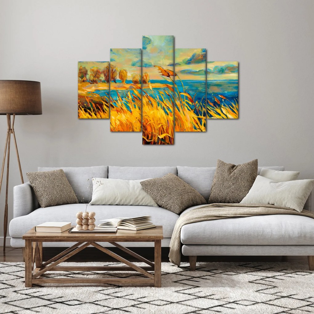 Kép - naplemente a tó felett, akril festmény (150x105 cm)