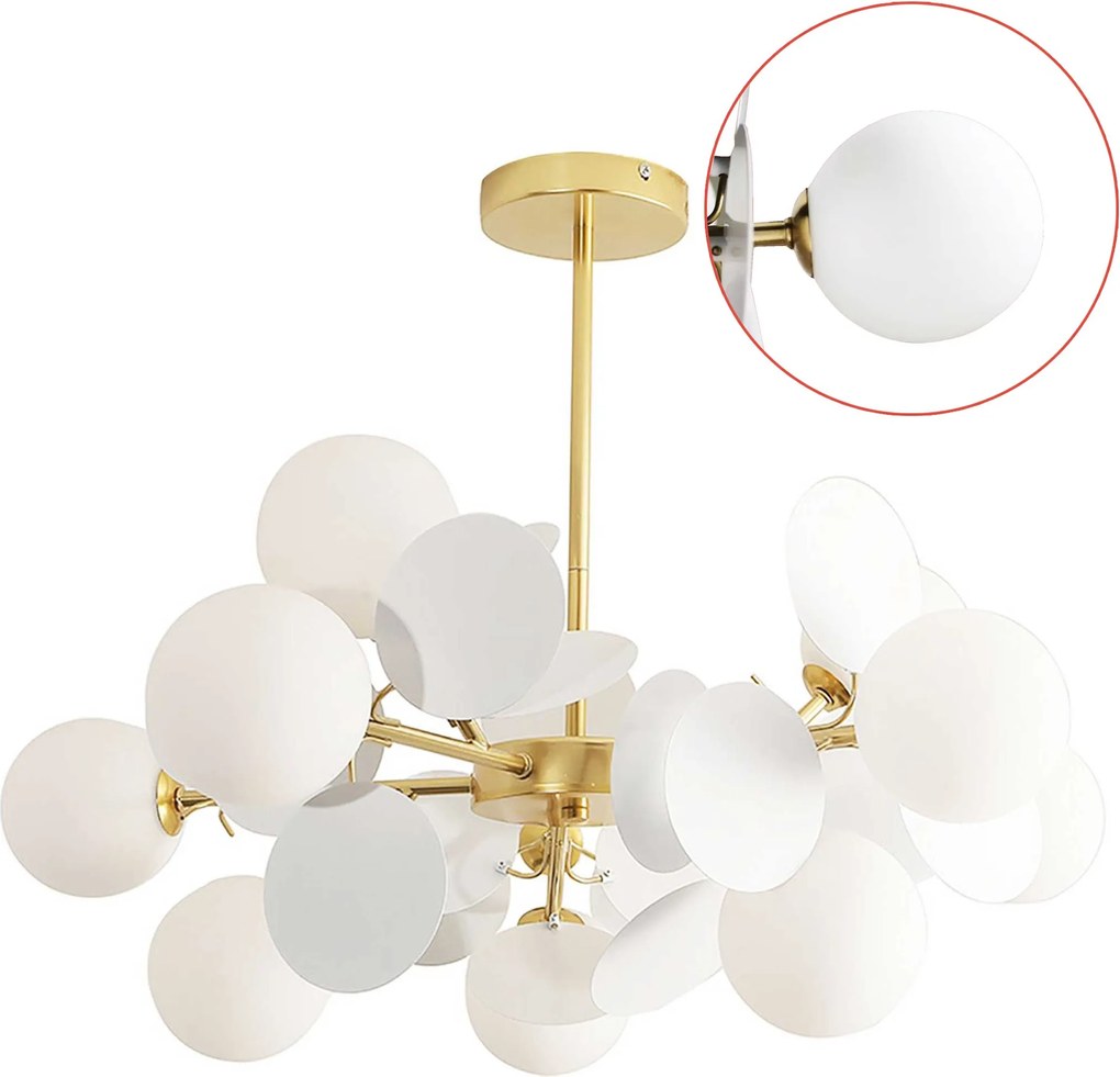 Modern Függő Lámpa Glamour APP1565 Arany Fehér Gemoterikus 12xE27