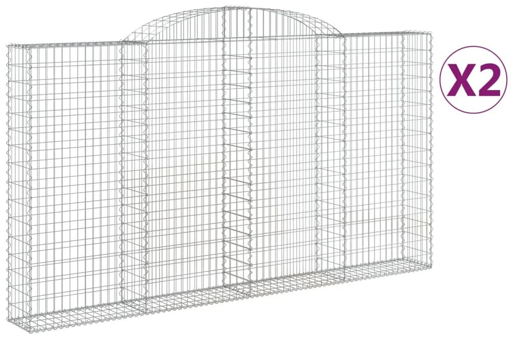 2 db íves horganyzott vas gabion kosár 300x30x160/180 cm
