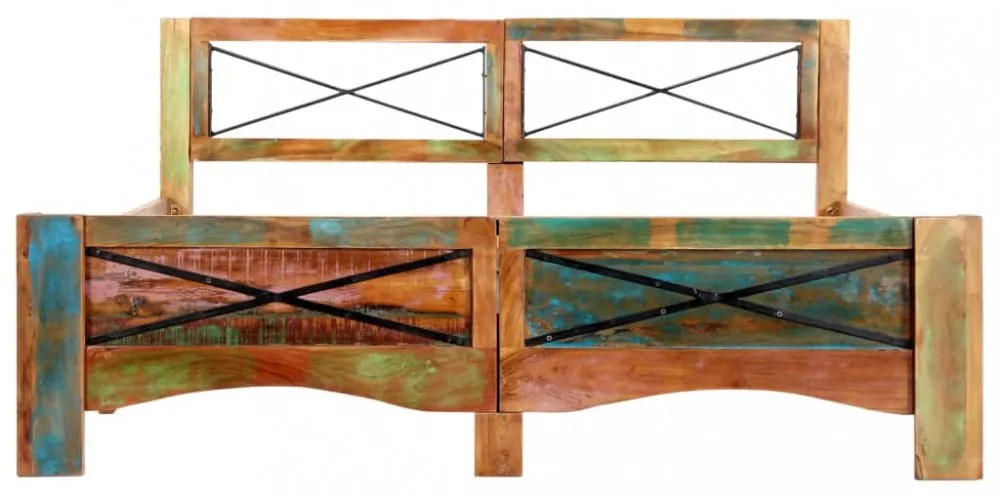 tömör újrahasznosított fa ágykeret 140 x 200 cm