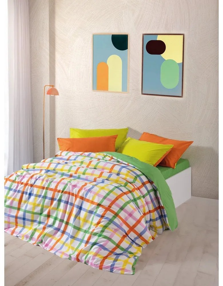 Kétszemélyes négyrészes hosszabbított renforcé pamut ágyneműhuzat lepedővel 200x220 cm Hype – Mijolnir