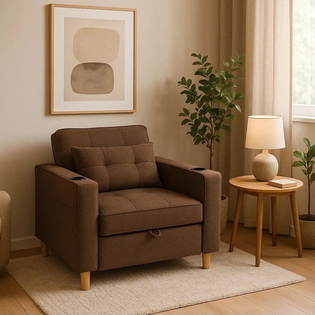 Fotel Rozkładany SOLOR Brązowy