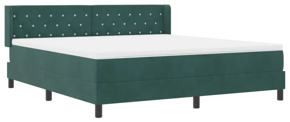 Boxspring Ágy Matraccal Sötét Zöld 180x200 cm Bársonyos