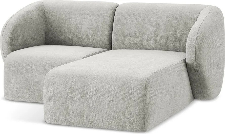 Világosszürke zsenília sarokkanapé (jobb oldali-heverő résszel) Lani – Makamii