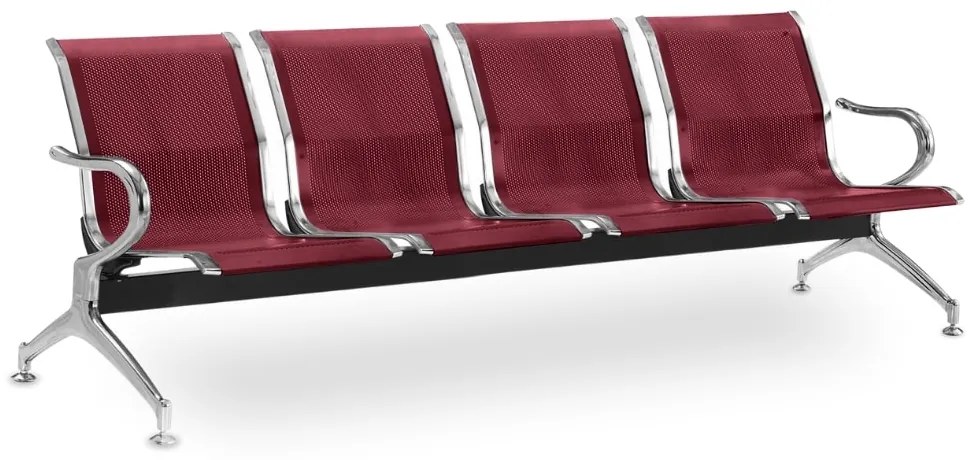 Fém pad a váróterembe REST, 4 ülés, piros