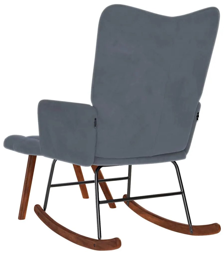 sötétszürke bársony hintaszék ülőkével