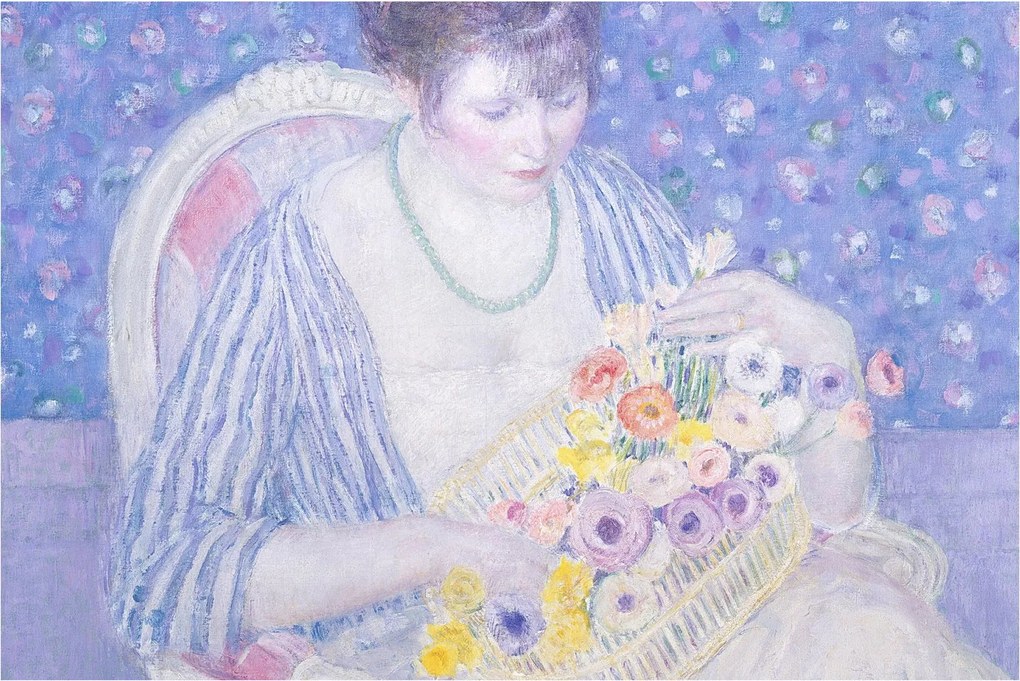 Kép - Frederick Carl Frieseke, The Basket of Flowers, reprodukciók (90x60 cm)