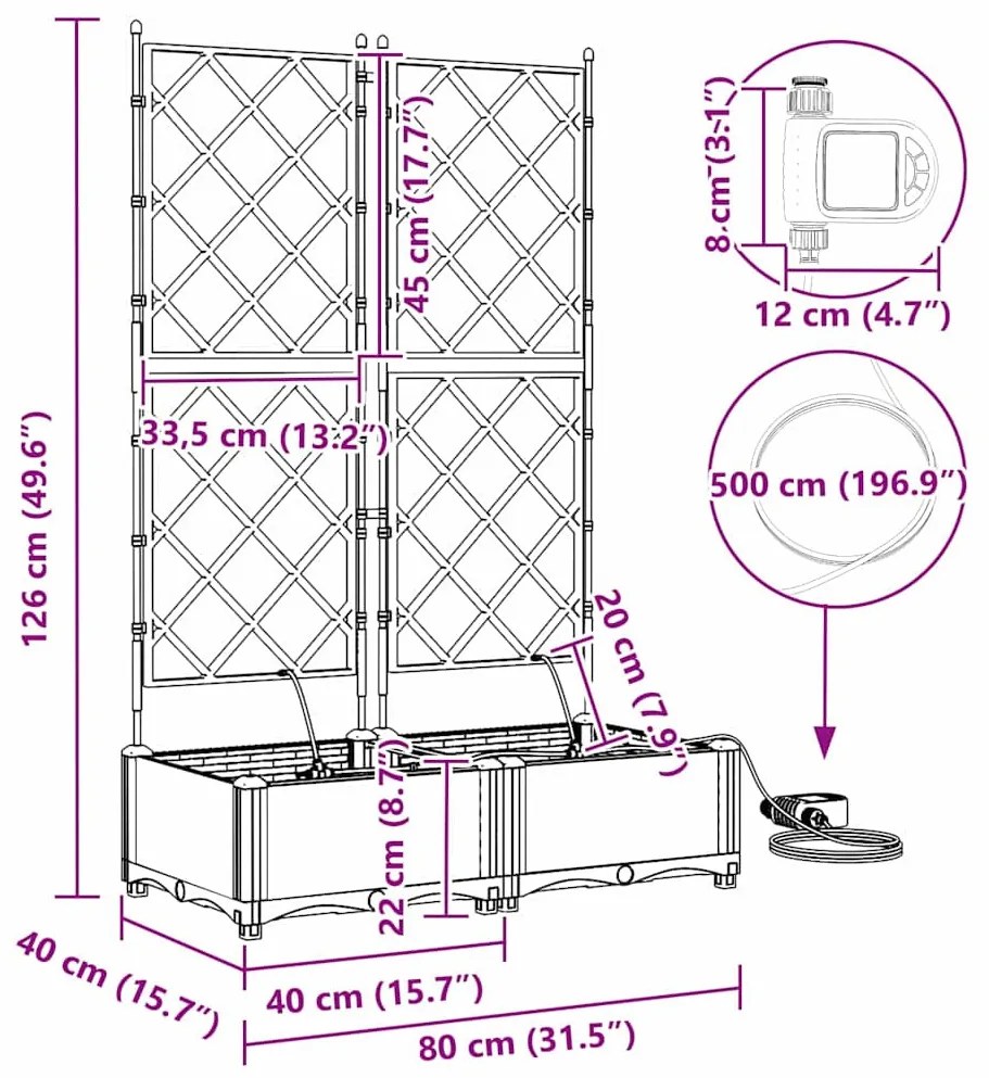Kerti ültetők Világosszürke 80 x 40 x 126 cm Acél