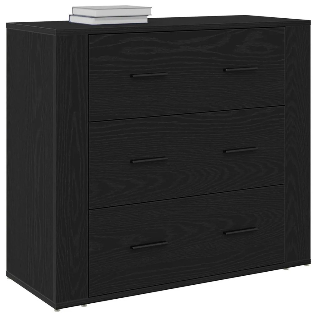 Oldalszekrény Fekete Tölgy 33x80x70 cm Műgyanta
