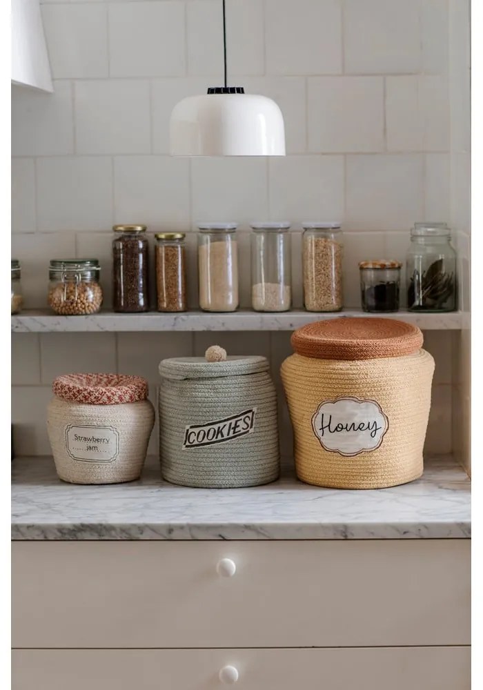 Krémszínű textil játéktároló kosár ø 20x23 cm Jam Jar – Lorena Canals