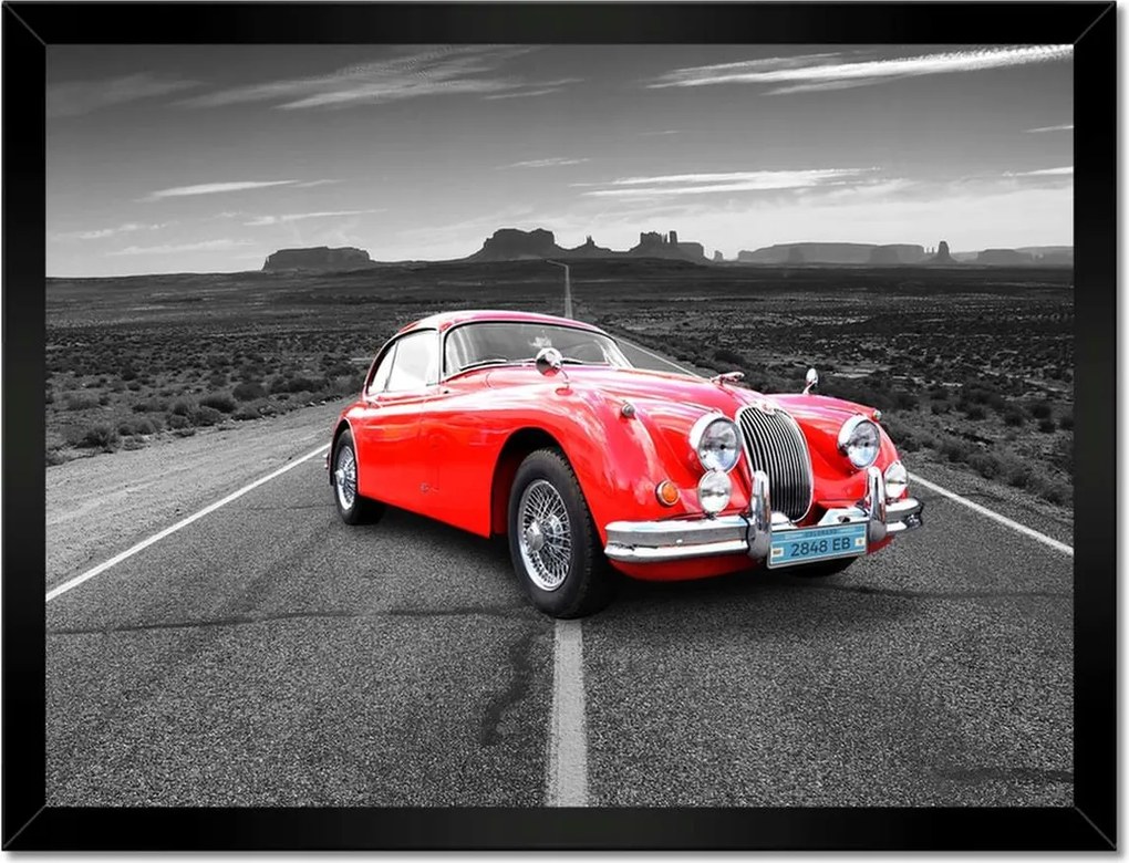 Poszterek keretben 40x30 Piros autó autópálya
