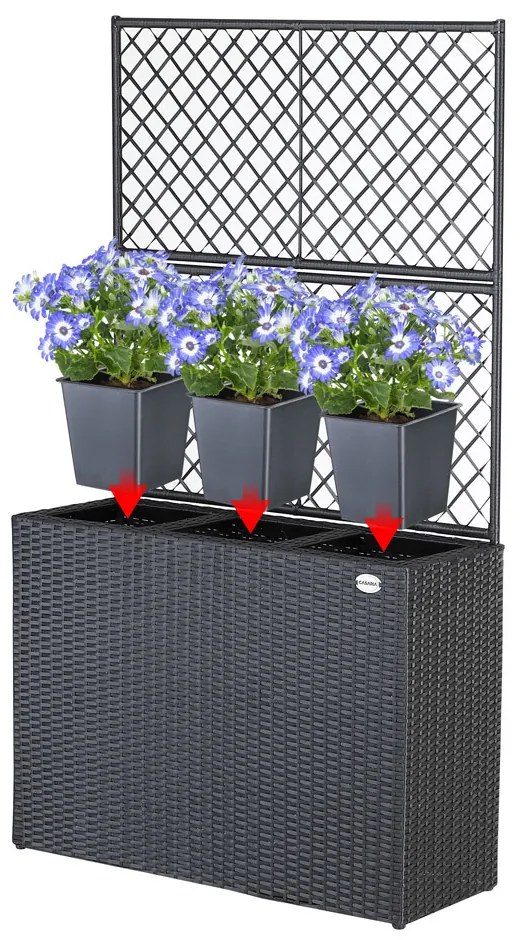 Casaria® Virág box fonott betéttel - fekete