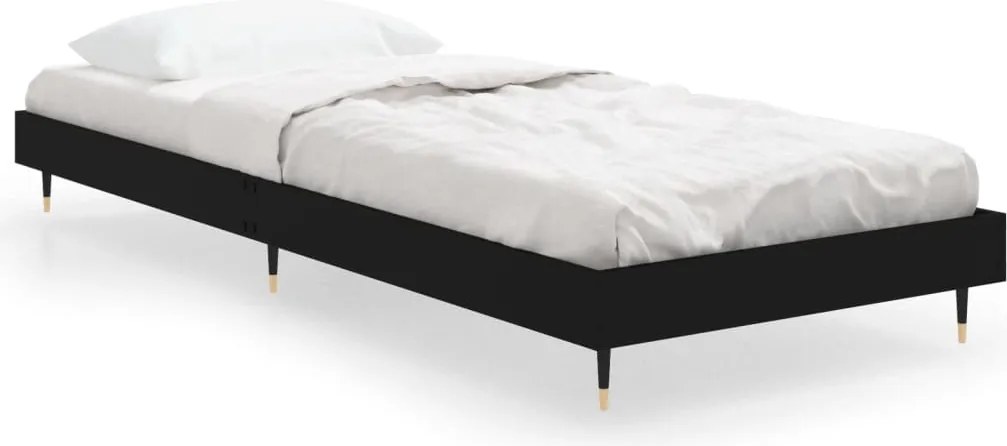 vidaXL fekete szerelt fa ágykeret 75 x 190 cm