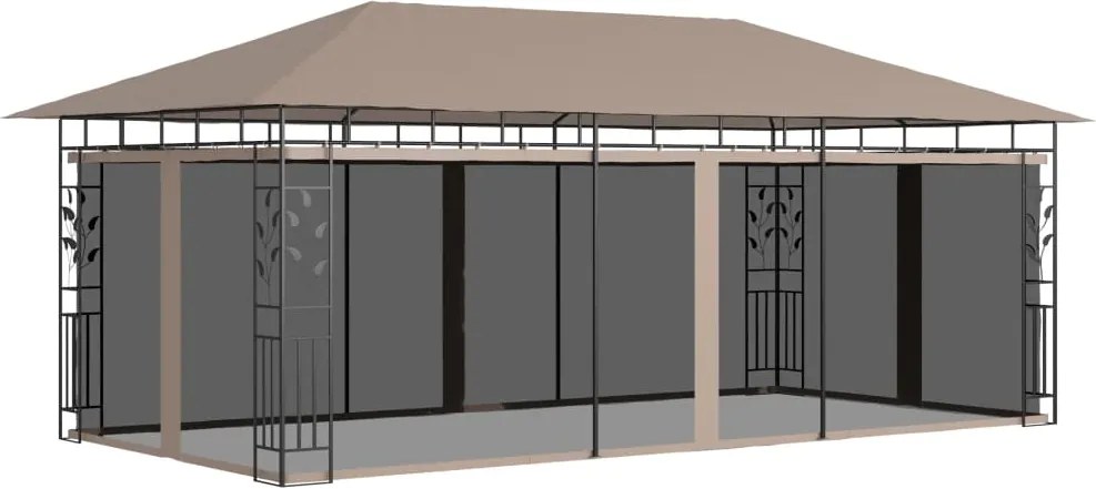 vidaXL tópszínű pavilon szúnyoghálóval 6 x 3 x 2,73 m 180 g/m²