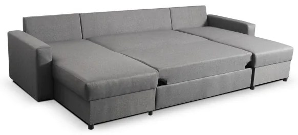 U-alakú, kihúzható ülőgarnitúra tárolórésszel JANISE, szürke