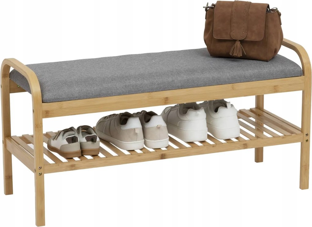 Cipőtartó polc bambusz puffal Cosy Bézs az előszobába dekoratív stílusos