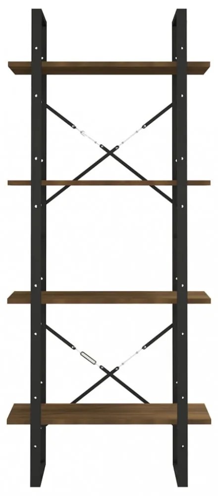 4 szintes barna tölgyszínű szerelt fa könyvszekrény 60x30x140cm