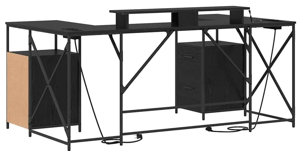 Asztal fiókkal Musta tammi 182 x 101 x 87.5 cm Faanyag