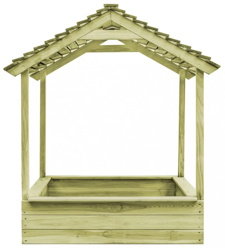 vidaXL kültéri fenyőfa játszóház homokozóval 128 x 120 x 145 cm