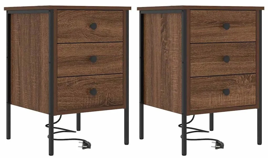 Éjjeli Szekrények 2 pcs barna tölgy 42 x 41 x 61 cm Faanyag