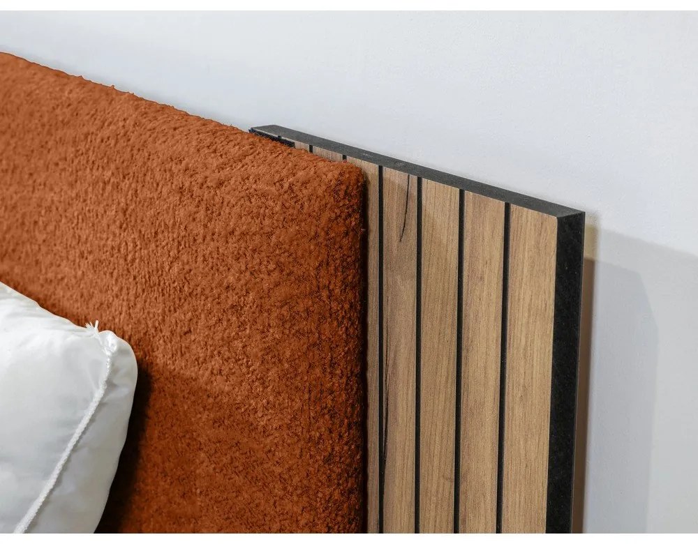 Narancssárga franciaágy ágyráccsal 140x190 cm Lior – Bobochic Paris