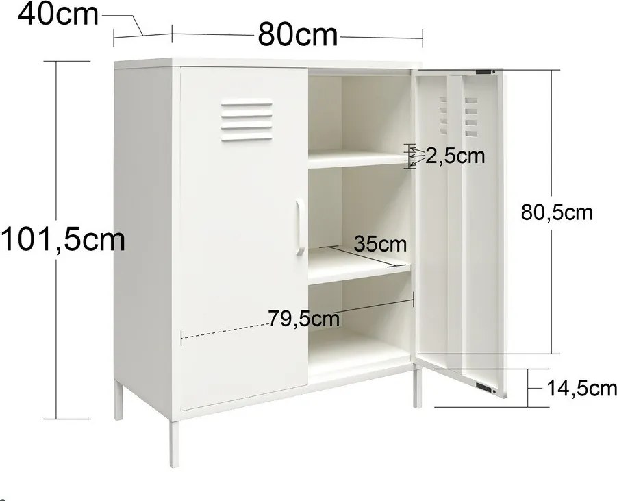 Fekete fém szekrény 40x102x80 cm Mission District – Støraa
