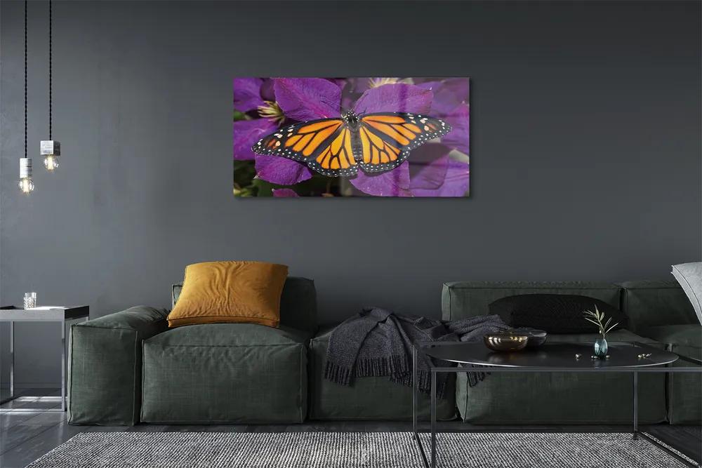 Üvegképek Színes pillangó virágok 100x50 cm