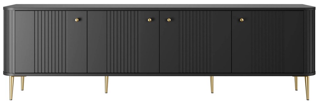 Vesper 4D TV-szekrény 187 cm - fekete / arany lábak