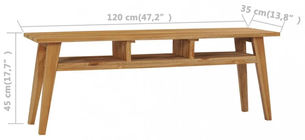 tömör tíkfa TV-szekrény 120 x 35 x 45 cm