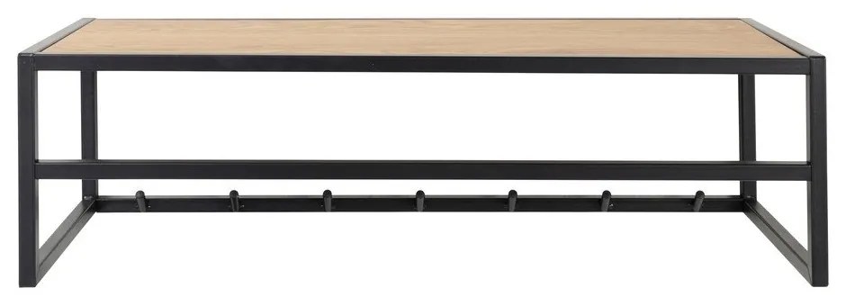 Fekete-natúr színű fali fogas tölgyfa dekorral, polccal Seaford – Actona