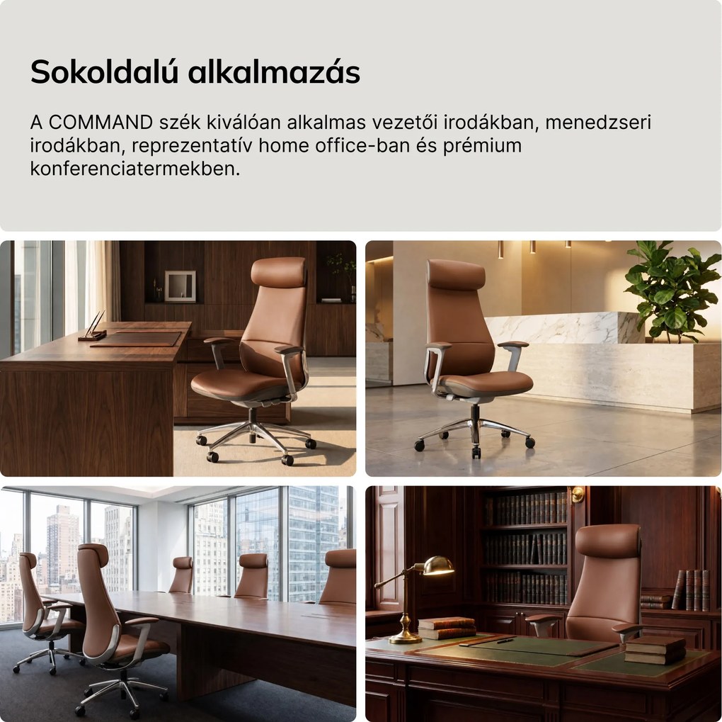 Bőr vezetői irodai szék barna COMMAND