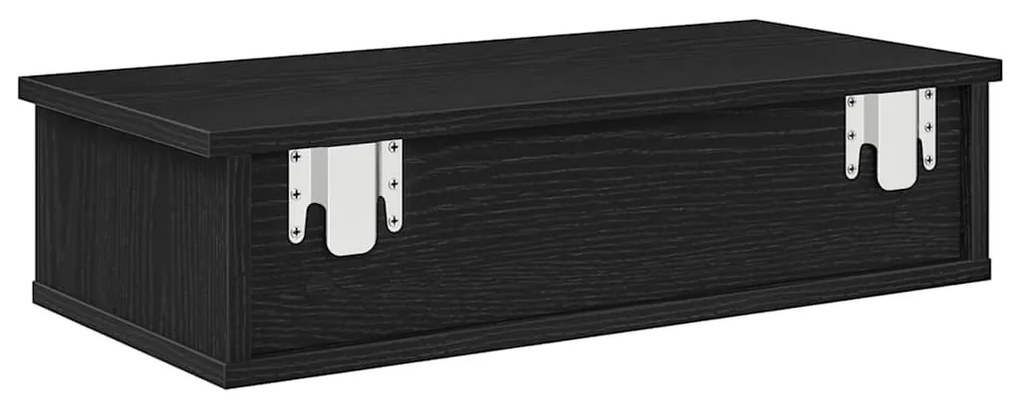 Falipolc fiókokkal fekete 60x28x15 cm műszaki fa