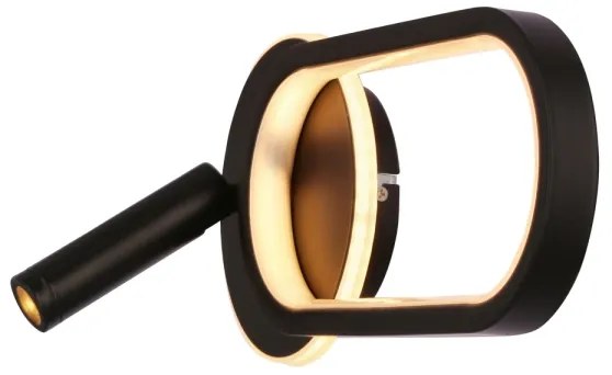 MONET LED fali lámpa 13W+2W, 230V, 3000/4000/6000K, fekete