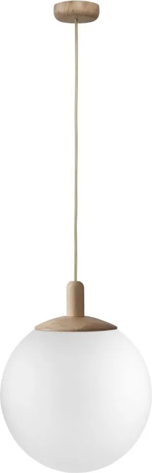 KASPA 11150119 ALUR WOOD L Modern Függesztett Lámpa Fehér, Tölgy E27 IP20