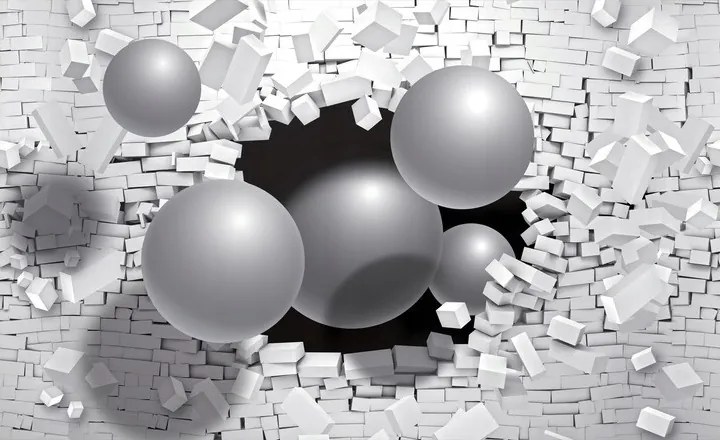 3D Fotótapéta Gömbök Lyuk A Falon Absztrakt Tapéta Hálószoba 368x254