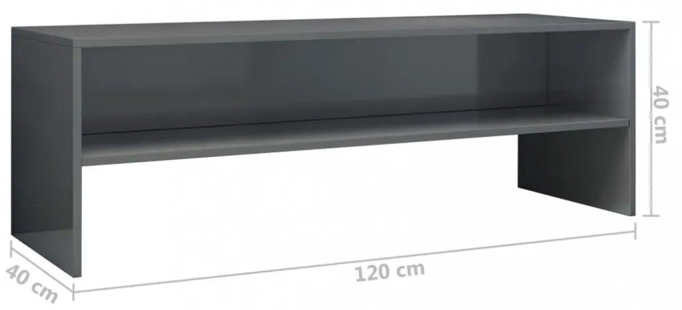 magasfényű szürke szerelt fa TV-szekrény 120 x 40 x 40 cm