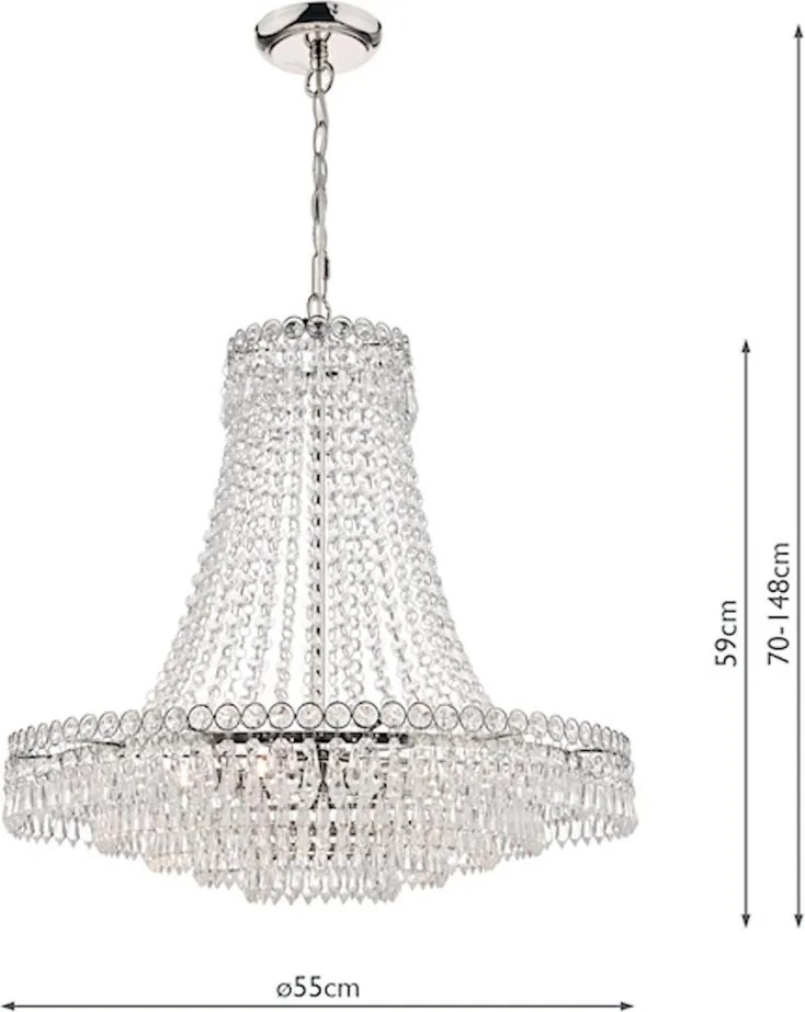 LAURA ASHLEY 3718230-Q ENID Kristály Függesztett Lámpa Fehér, Polírozott Nikkel G9 IP20