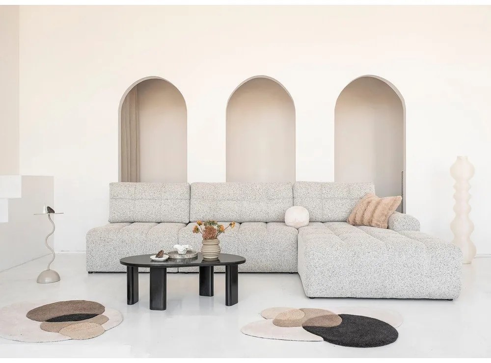 Bézs kinyitható tárolóhelyes moduláris sarokkanapé (jobb oldali) Lulu – Miuform