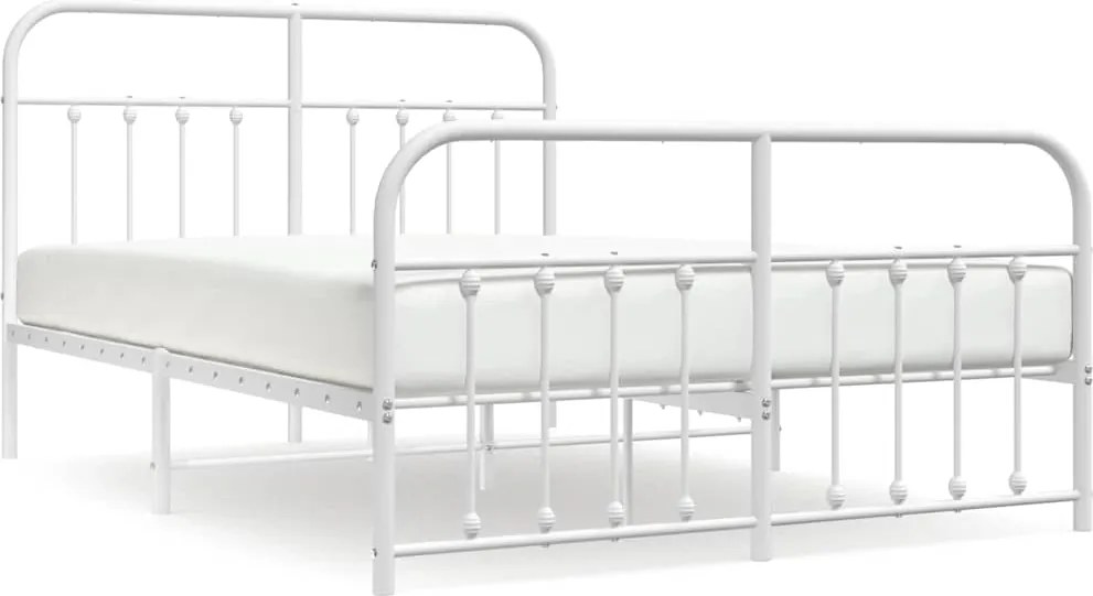 vidaXL fehér fém ágykeret fej- és lábtámlával 140 x 190 cm